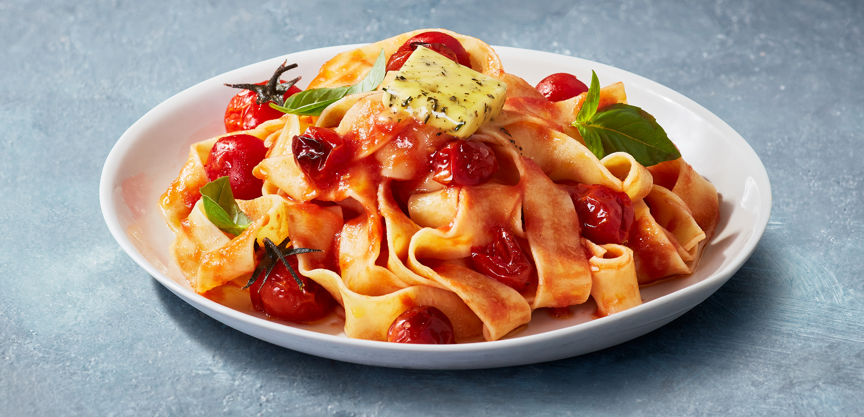 Roasted Vine Tomatoes & Basil Pappardelle